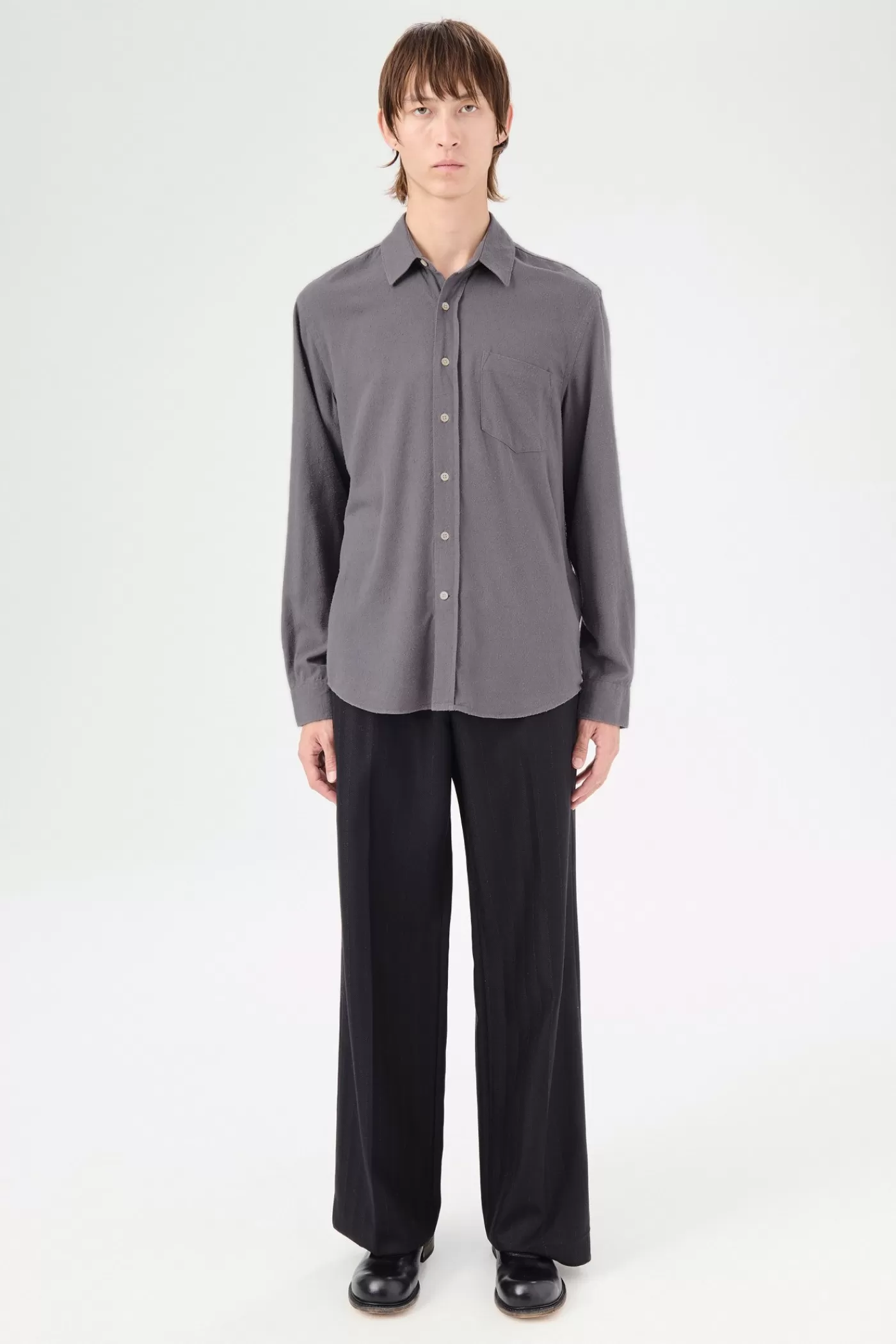 Hot Anthracite Grey Silk Noil Shirting