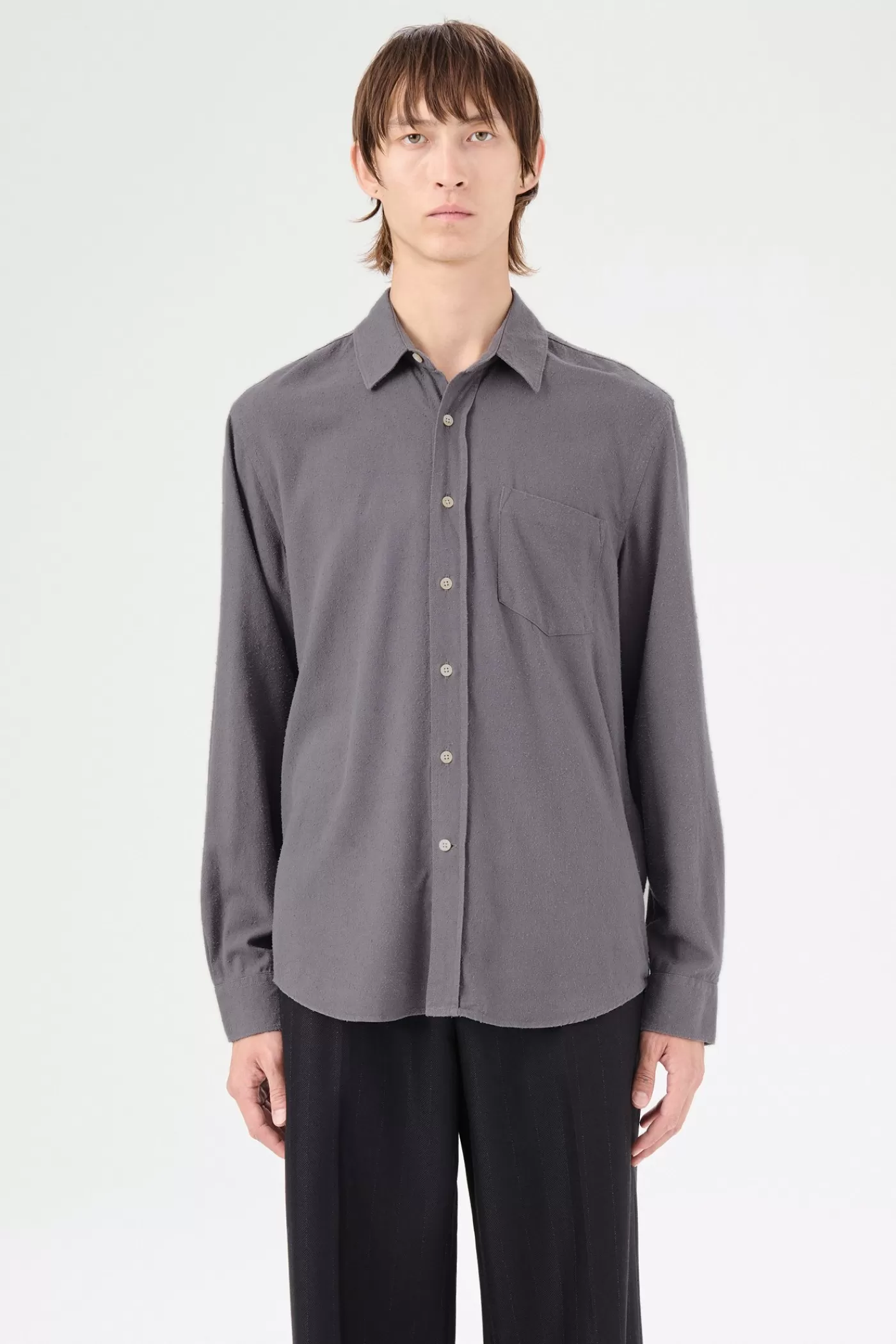 Hot Anthracite Grey Silk Noil Shirting