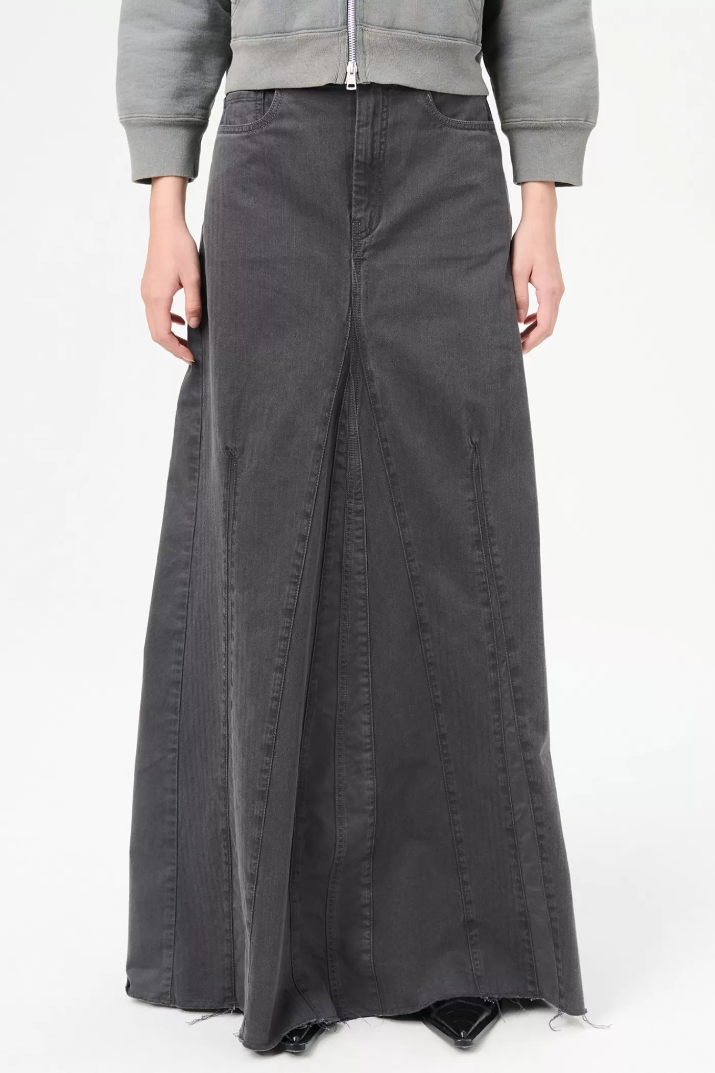 Cheap Ash Black Herringbone Women Skirts