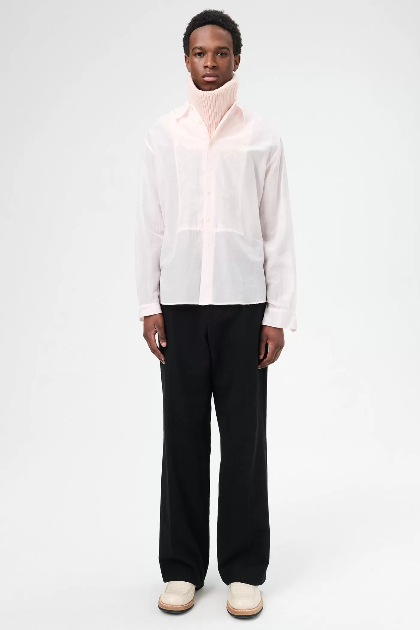 Outlet Ballet Pink Sheer Cotton Silk Shirting