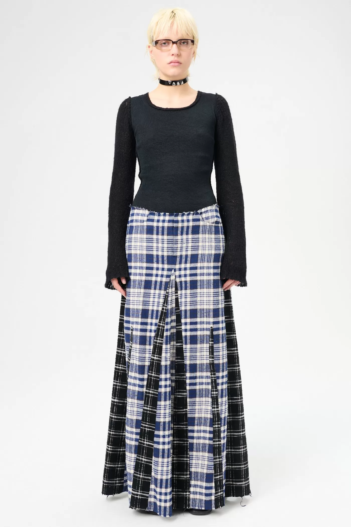 Online Black And Blue Coastal Flannel Women Skirts