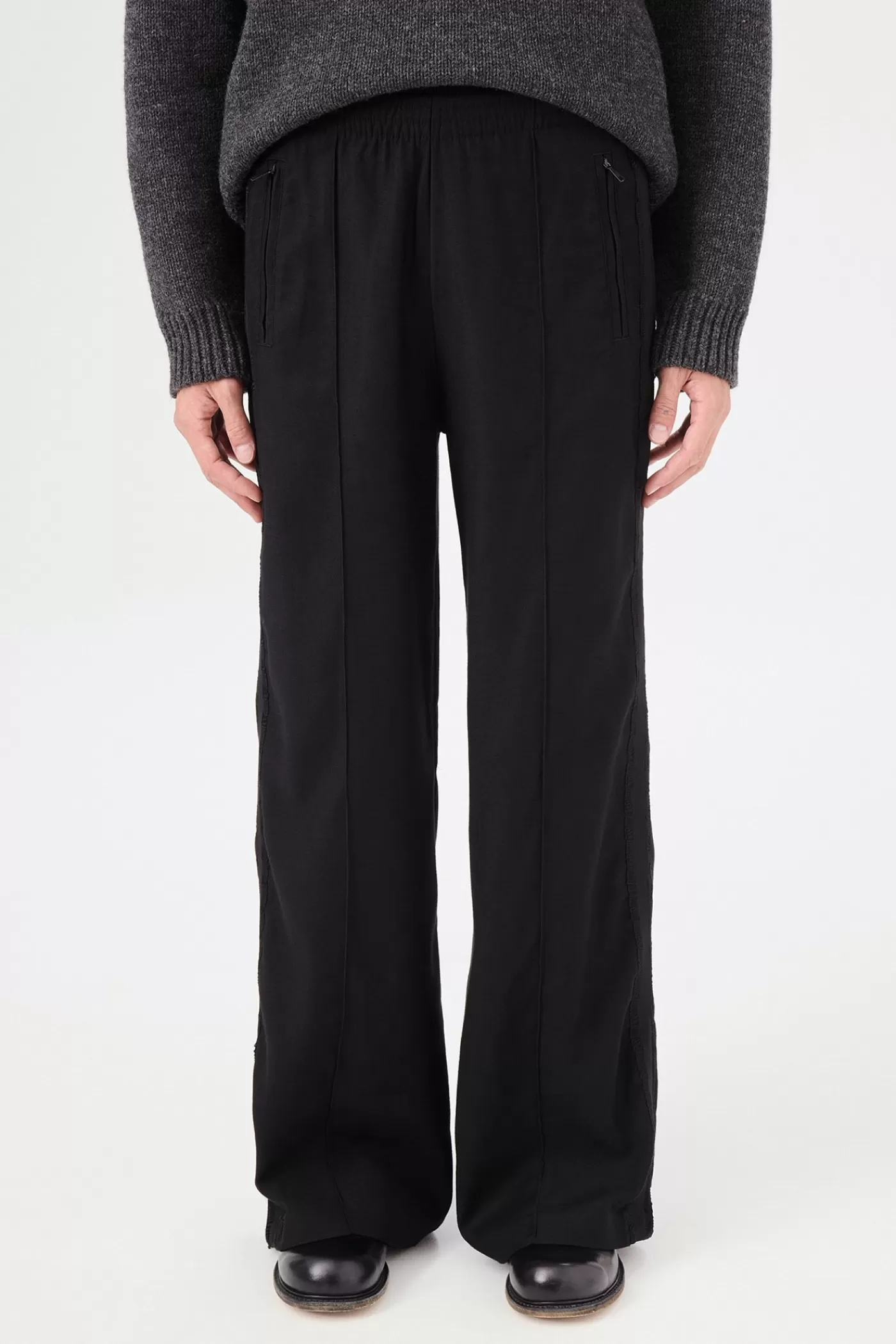 Cheap Black Canvas Jersey Trousers