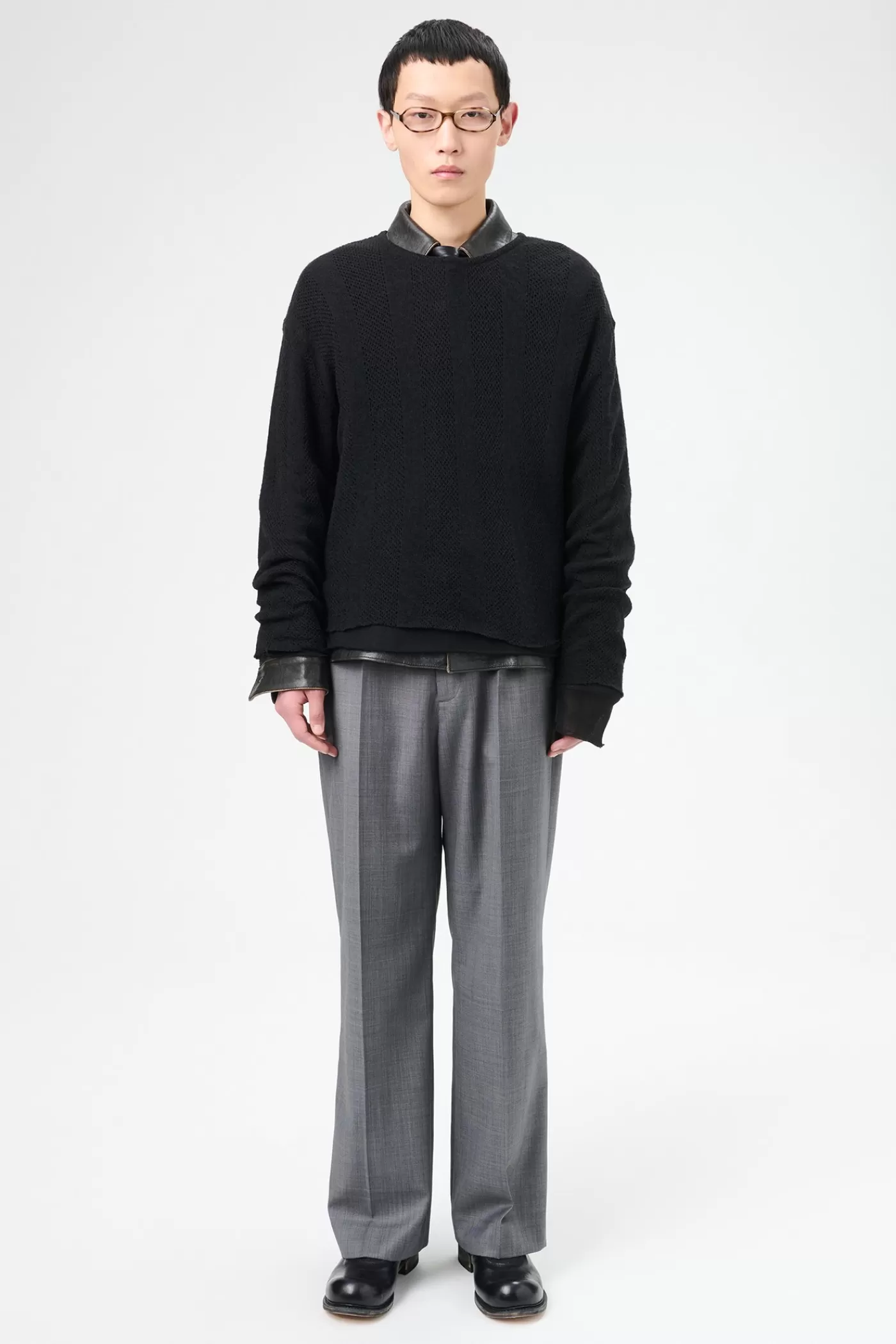 Shop Black Crochet Stripe Knitwear