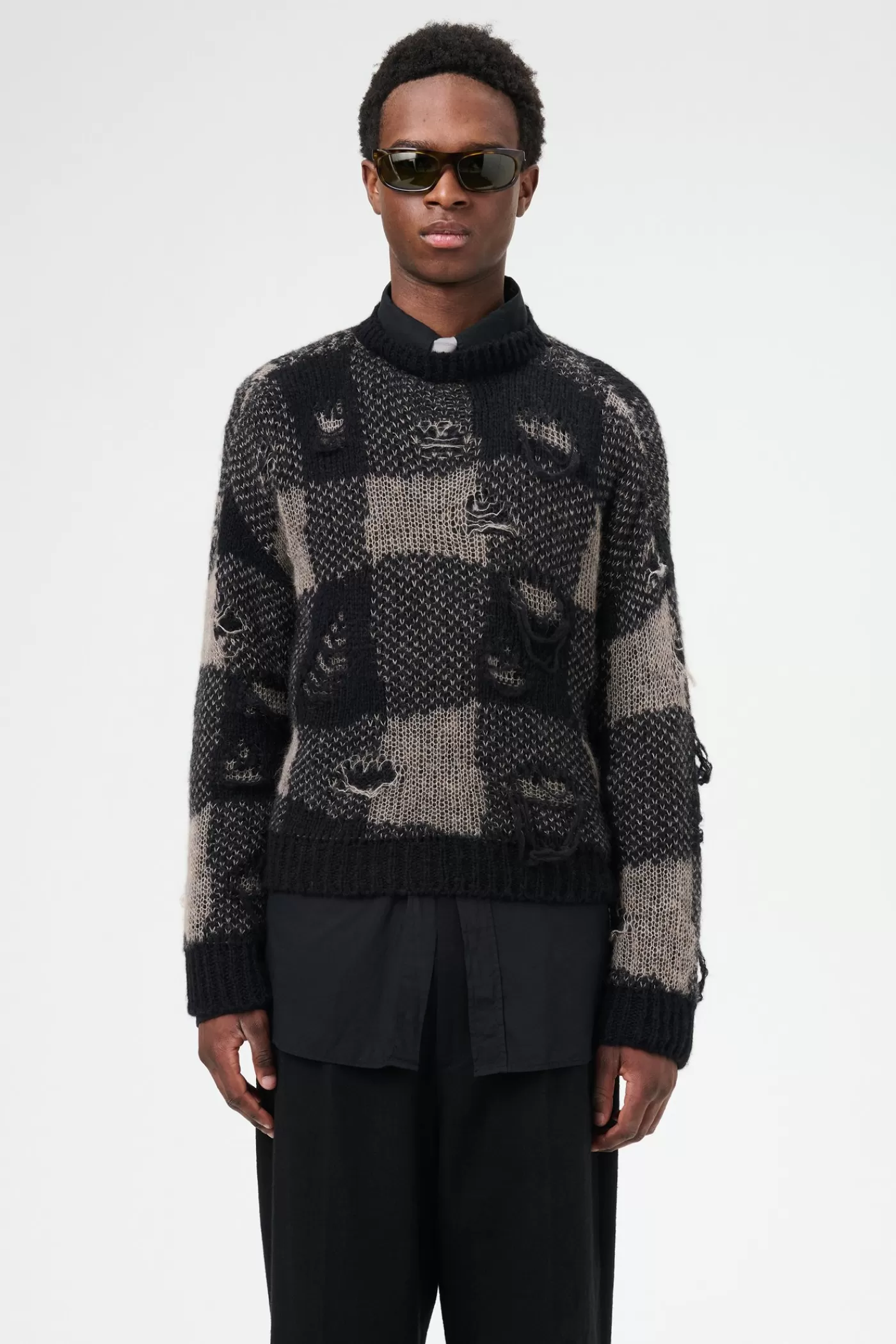 Best Black Destructive Gingham Knitwear