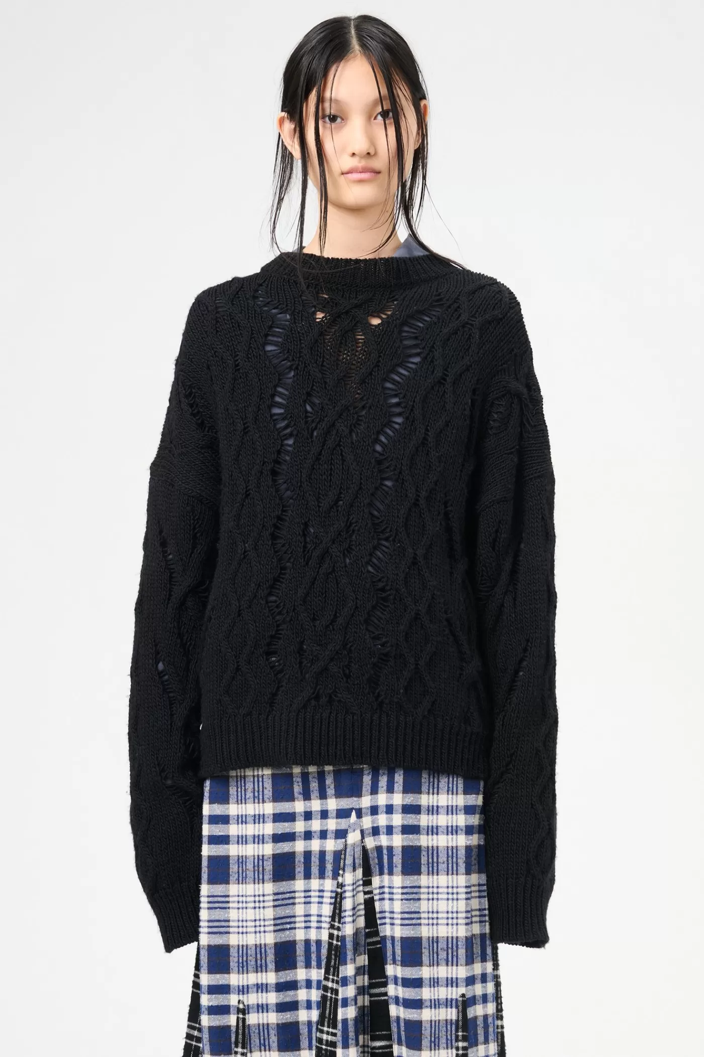 Discount Black Fisherman Wool Women Knitwear
