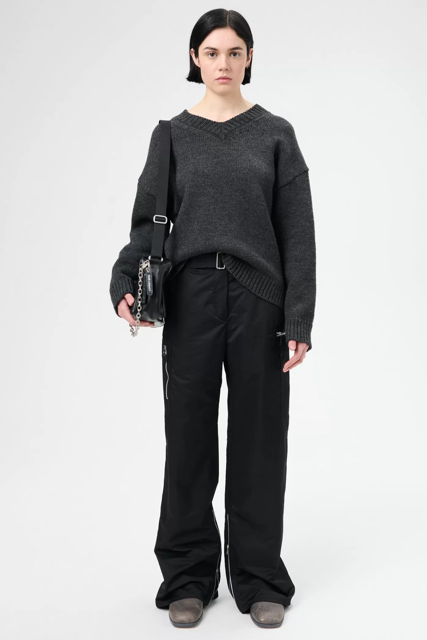 Best Black High Gloss Sateen Women Trousers