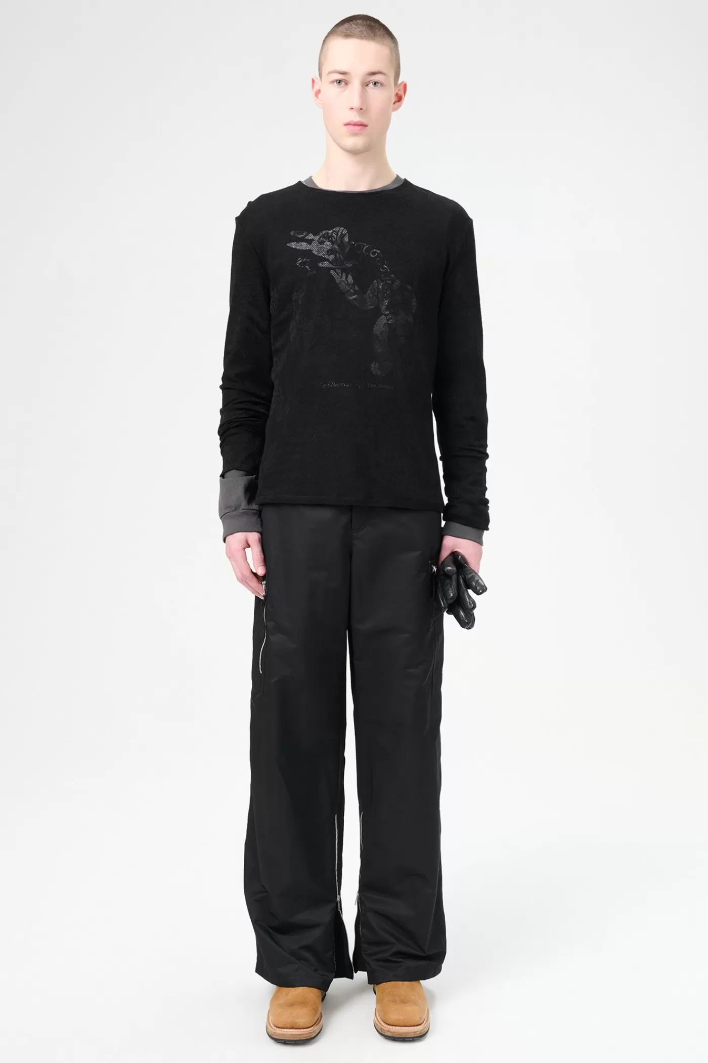 Cheap Black High Gloss Sateen Trousers