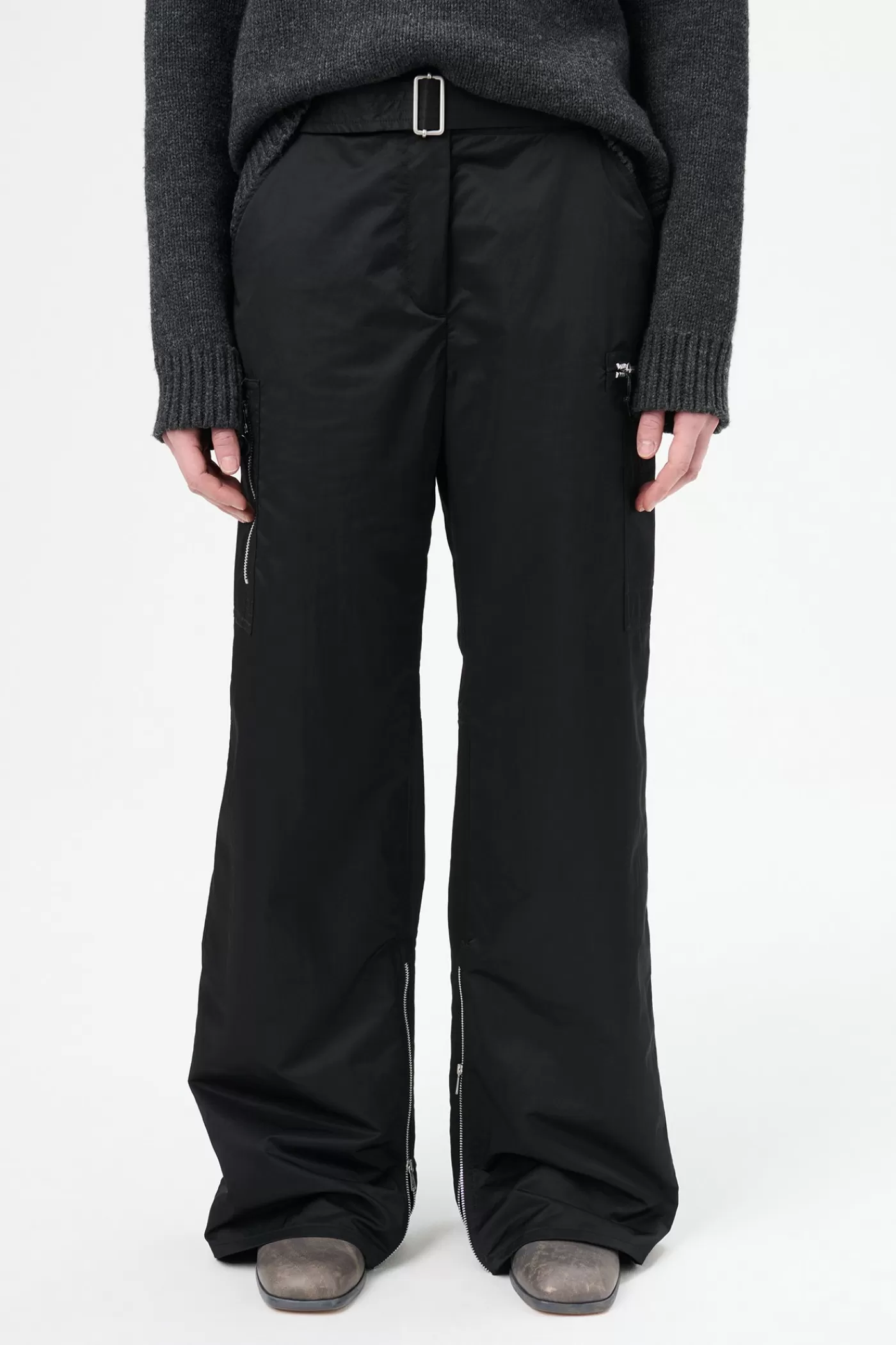 Best Black High Gloss Sateen Women Trousers