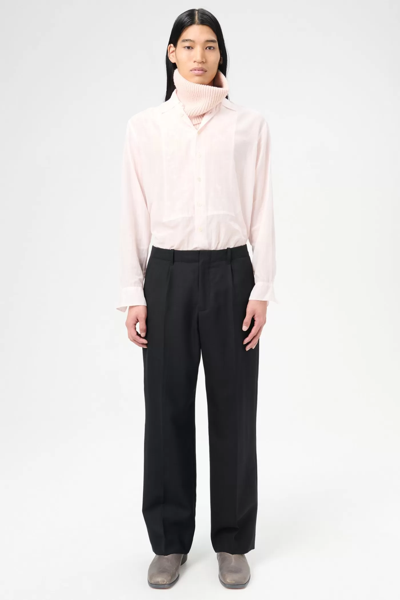 Cheap Black Panama Wool Trousers