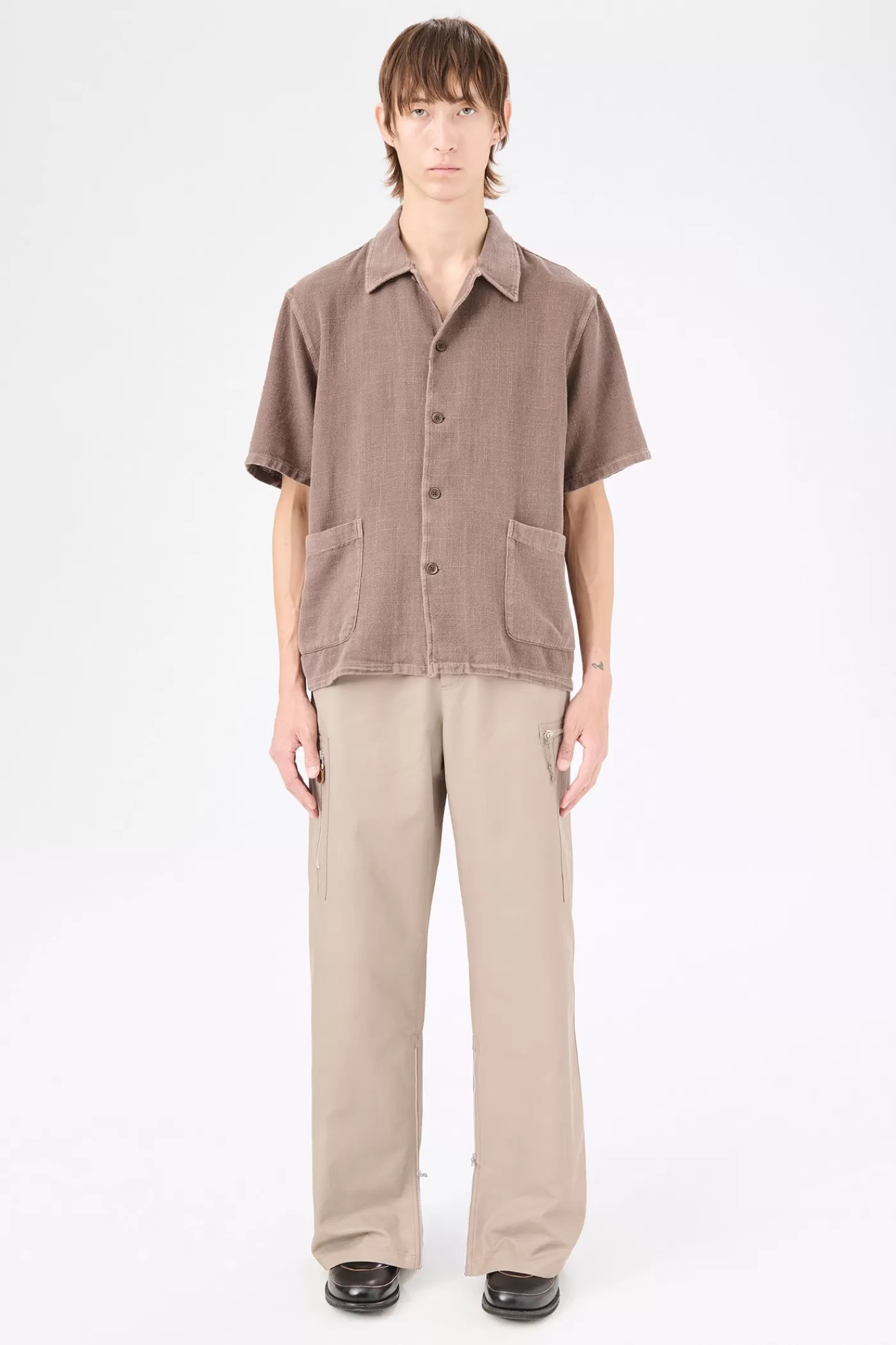 Fashion Brown Sparse Panama Shirting
