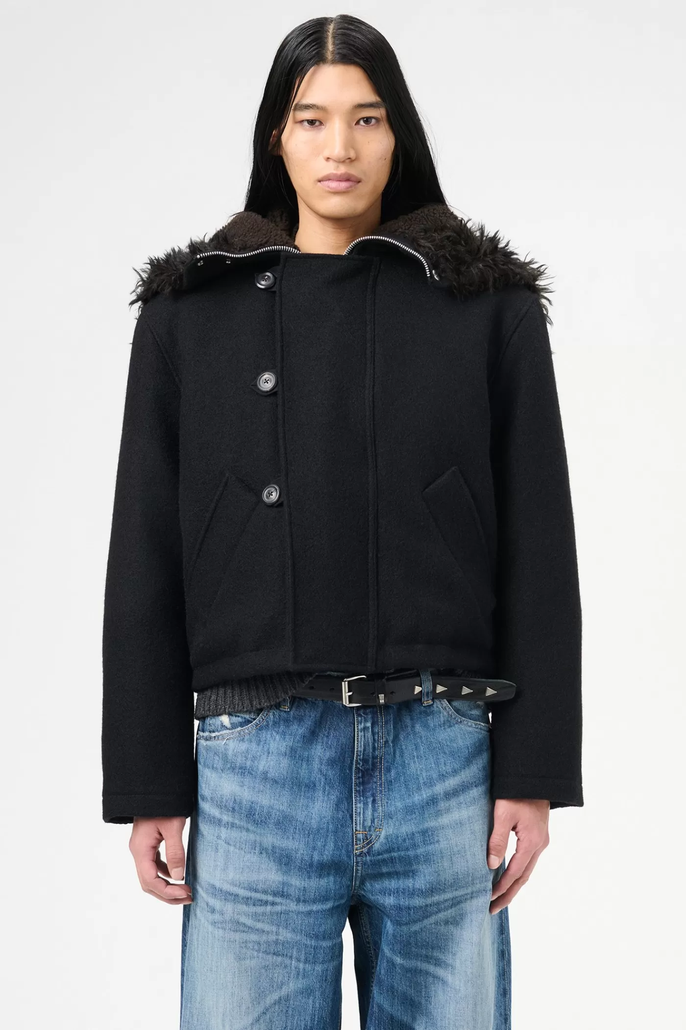 Best Classic Black Stamped Wool Outerwear