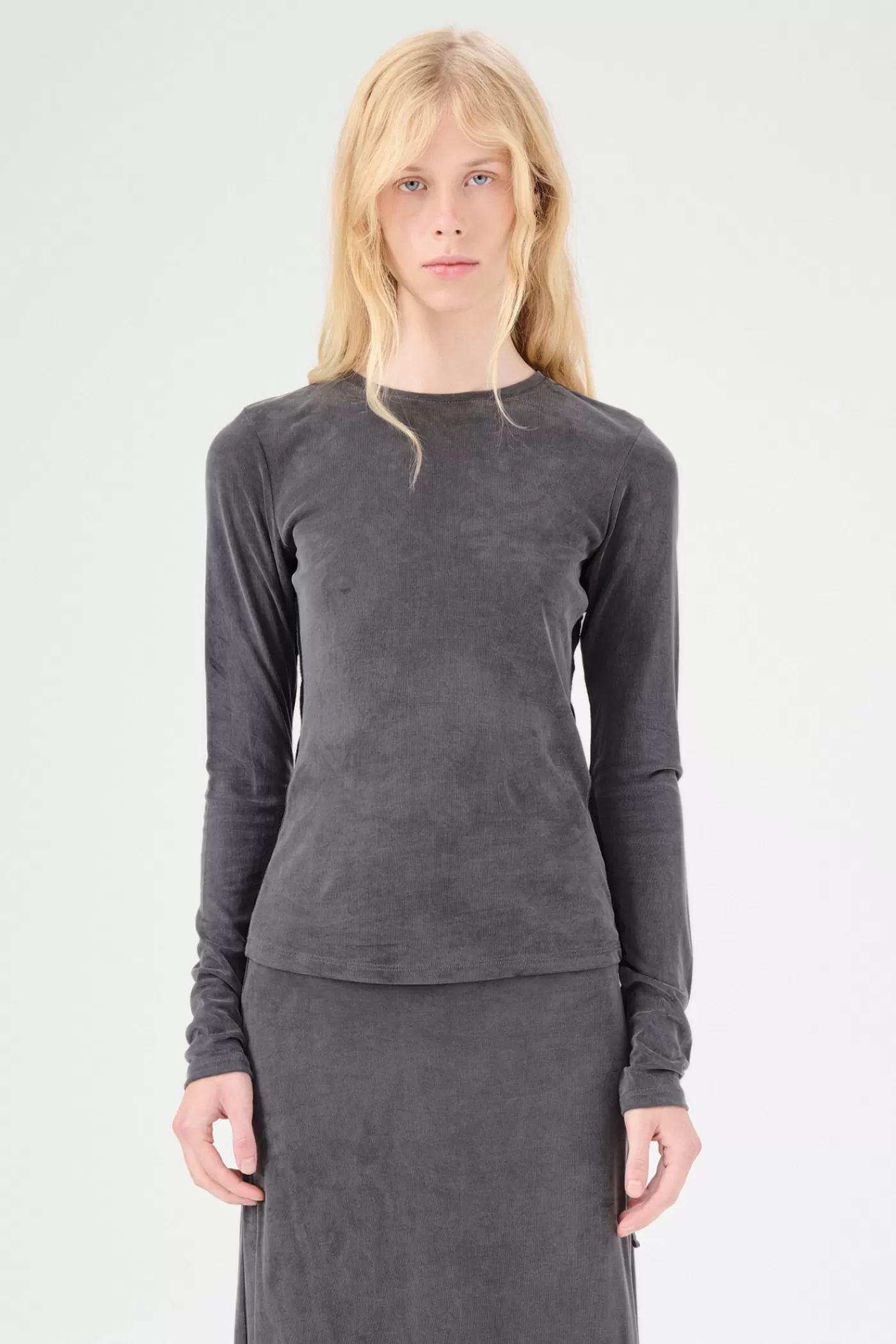 Online Dark Grey Lace Cupro Women Tops | Jersey