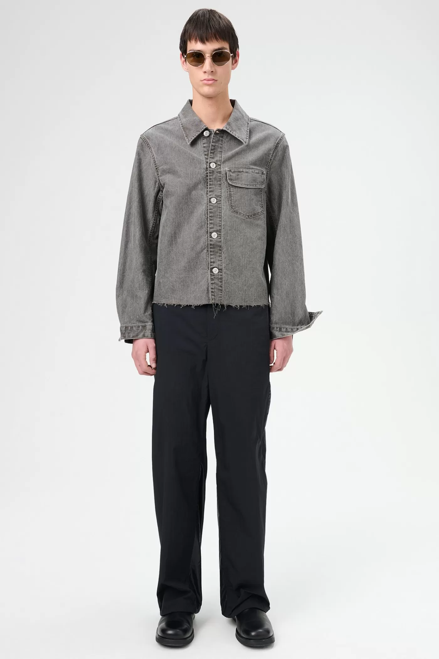 Cheap Deep Black Ruff Nylon Trousers