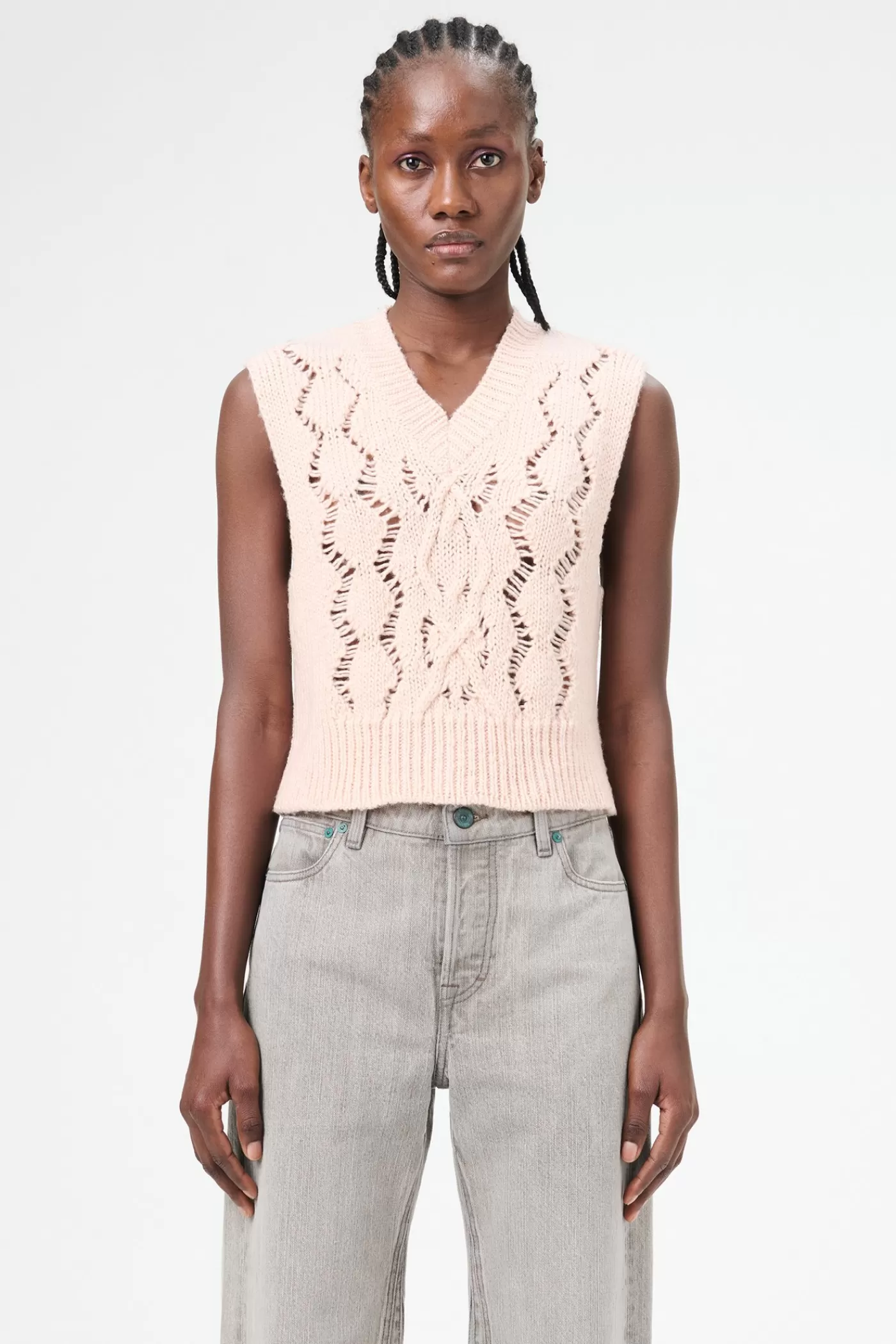 Best Sale Delicate Pink Fisherman Wool Women Knitwear