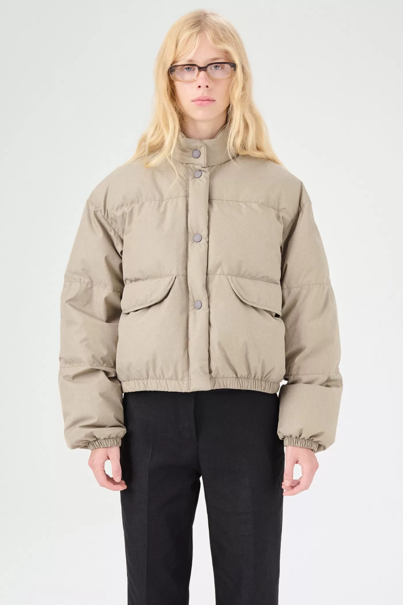 Shop Doubleganger Beige Mel Nylon Women Outerwear