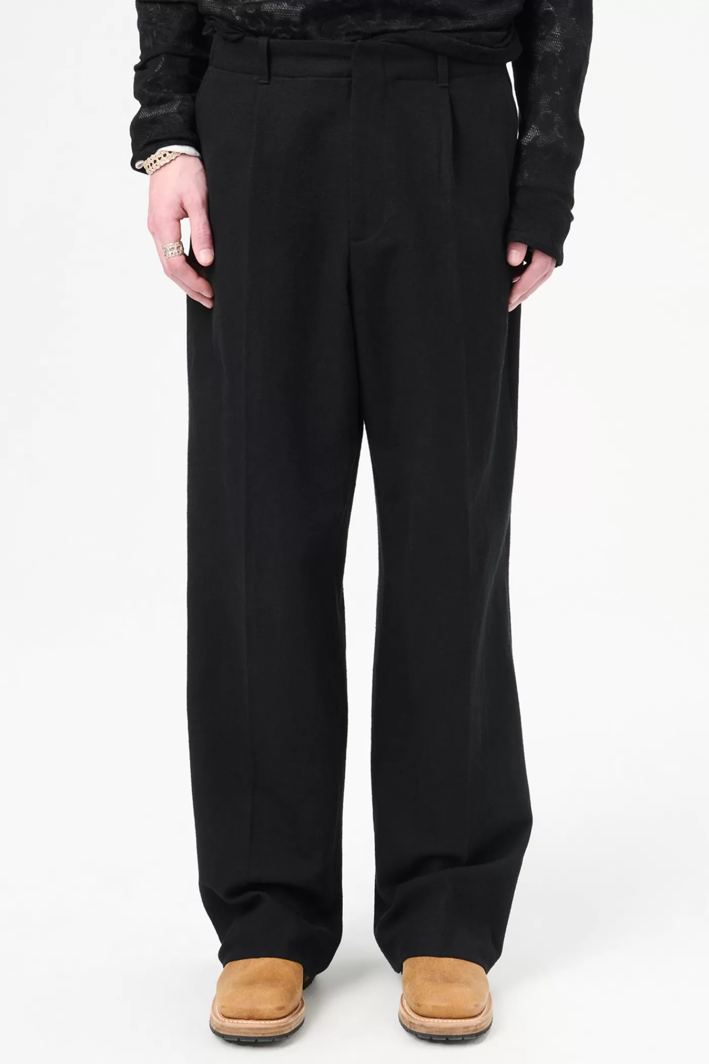 Discount Draping Black Canvas Trousers