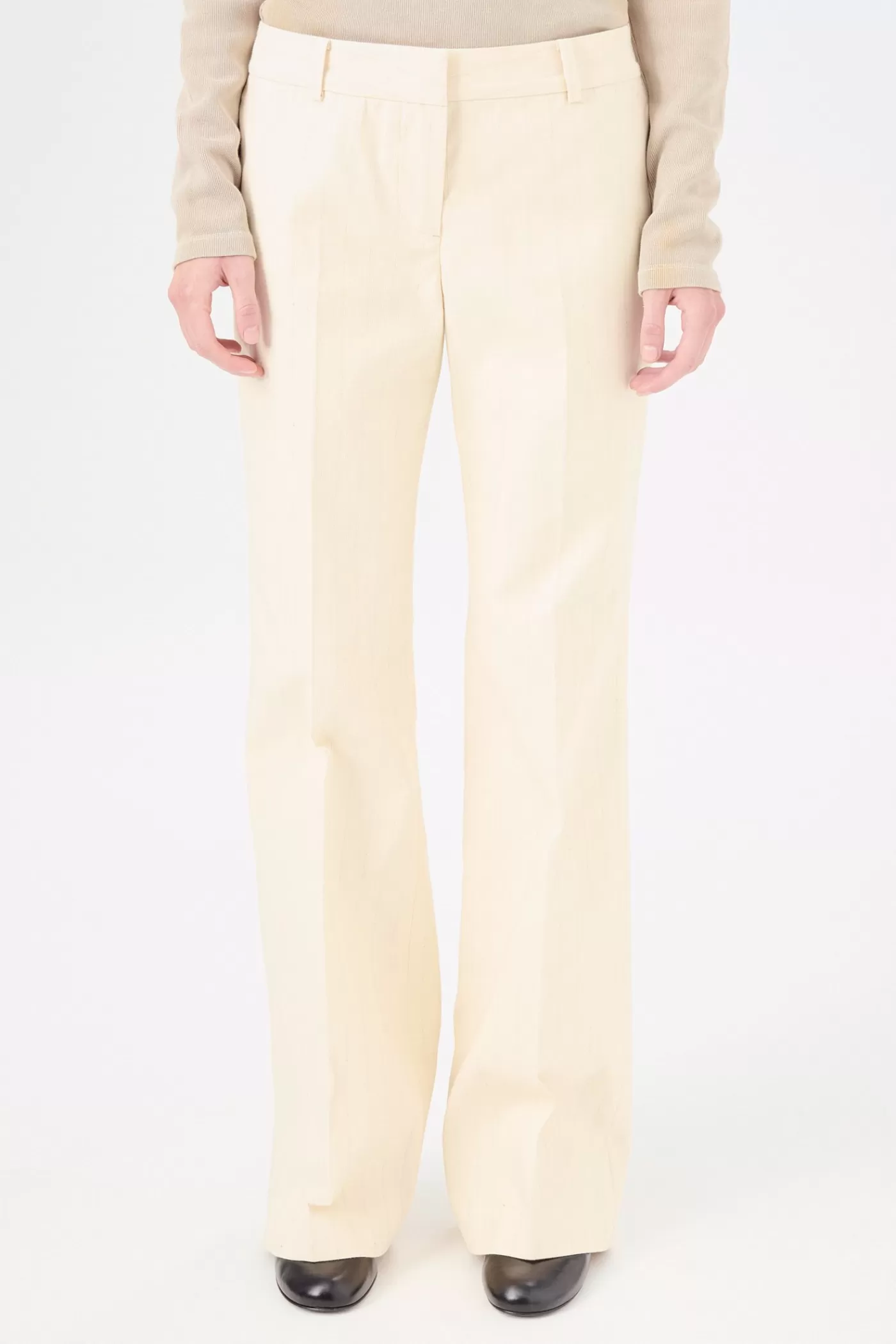 Best Sale Ecru Canal Stripe Women Trousers