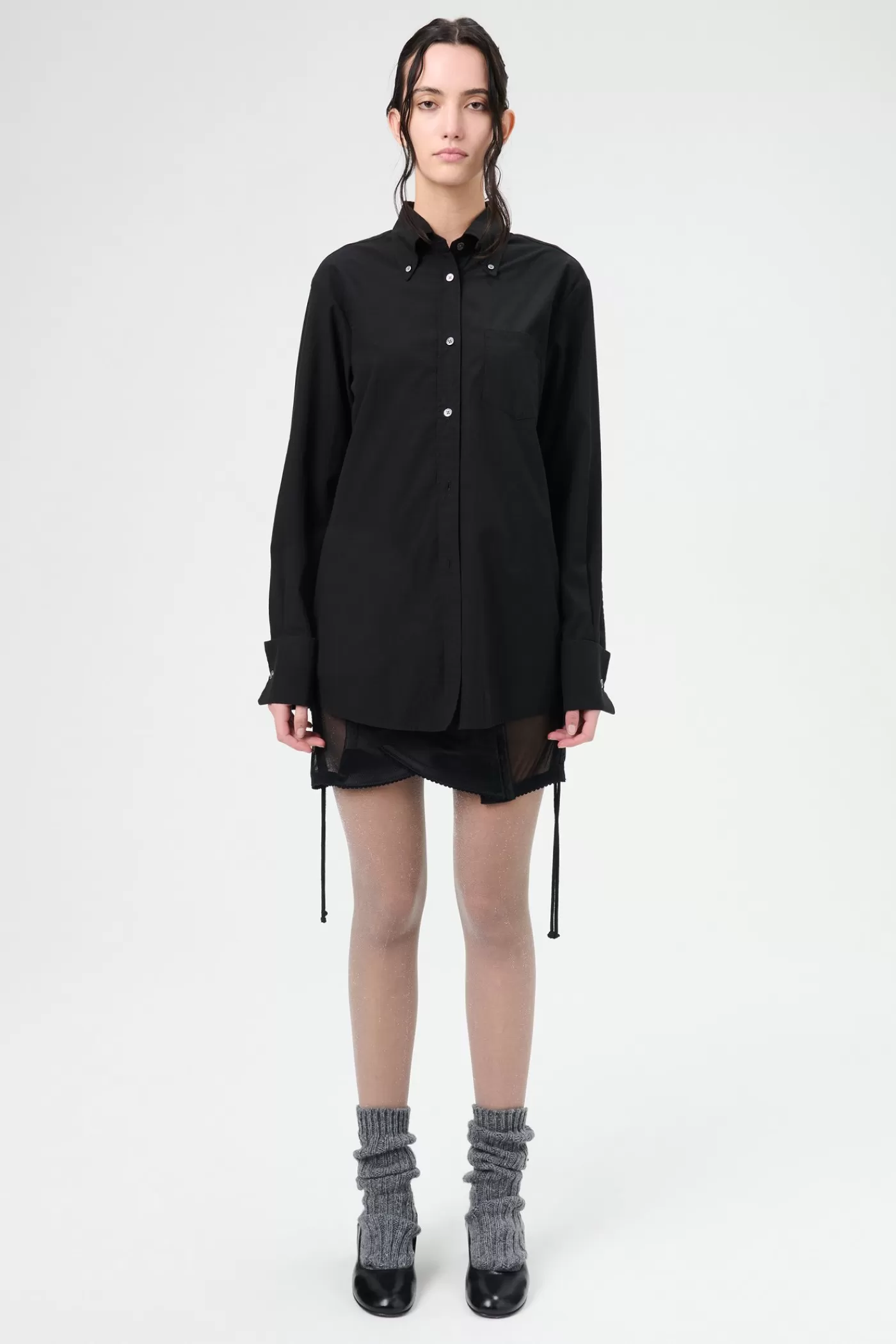 Sale French Black Liquid Poplin Women Shirting