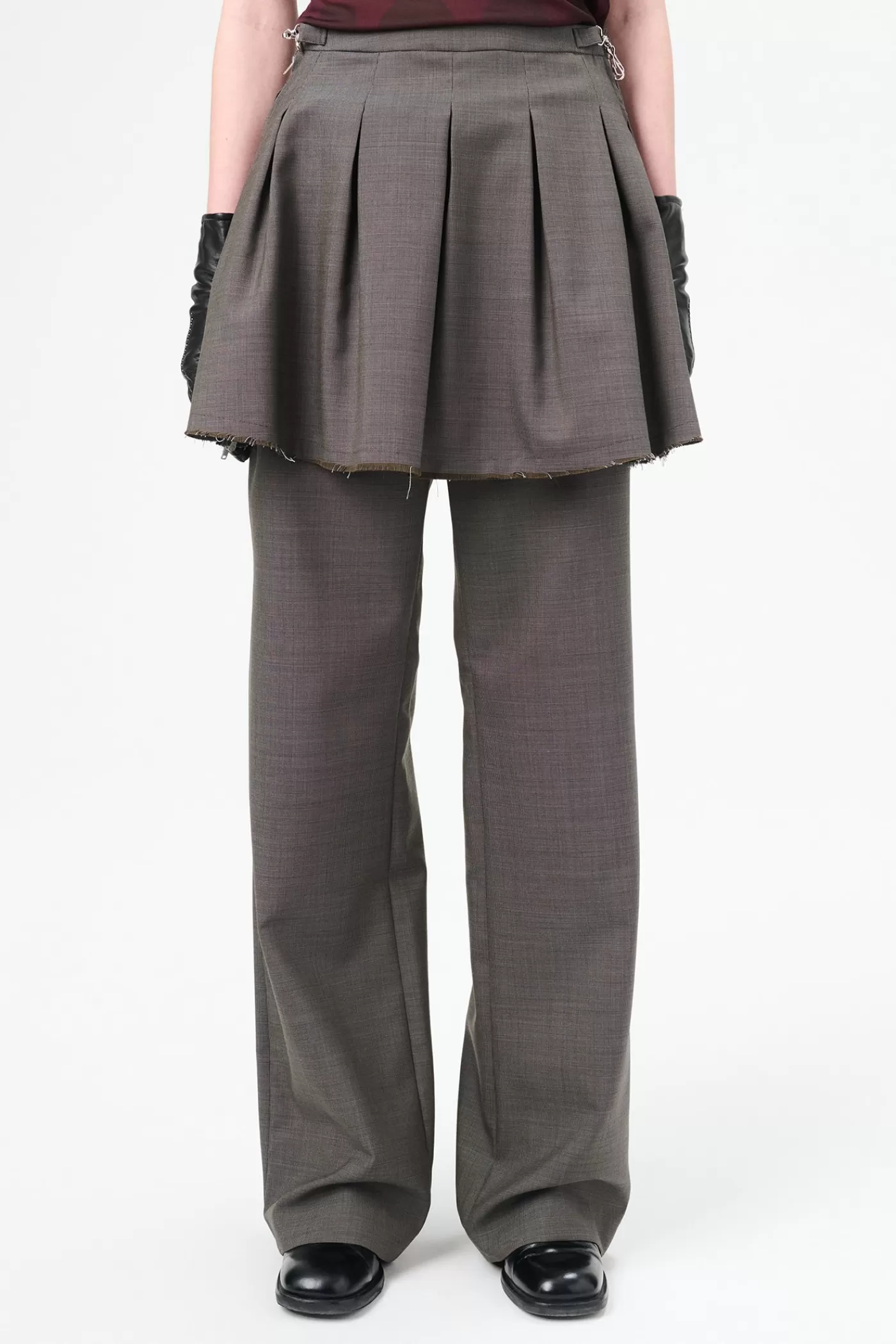 New Grey Atom Check Wool Women Skirts