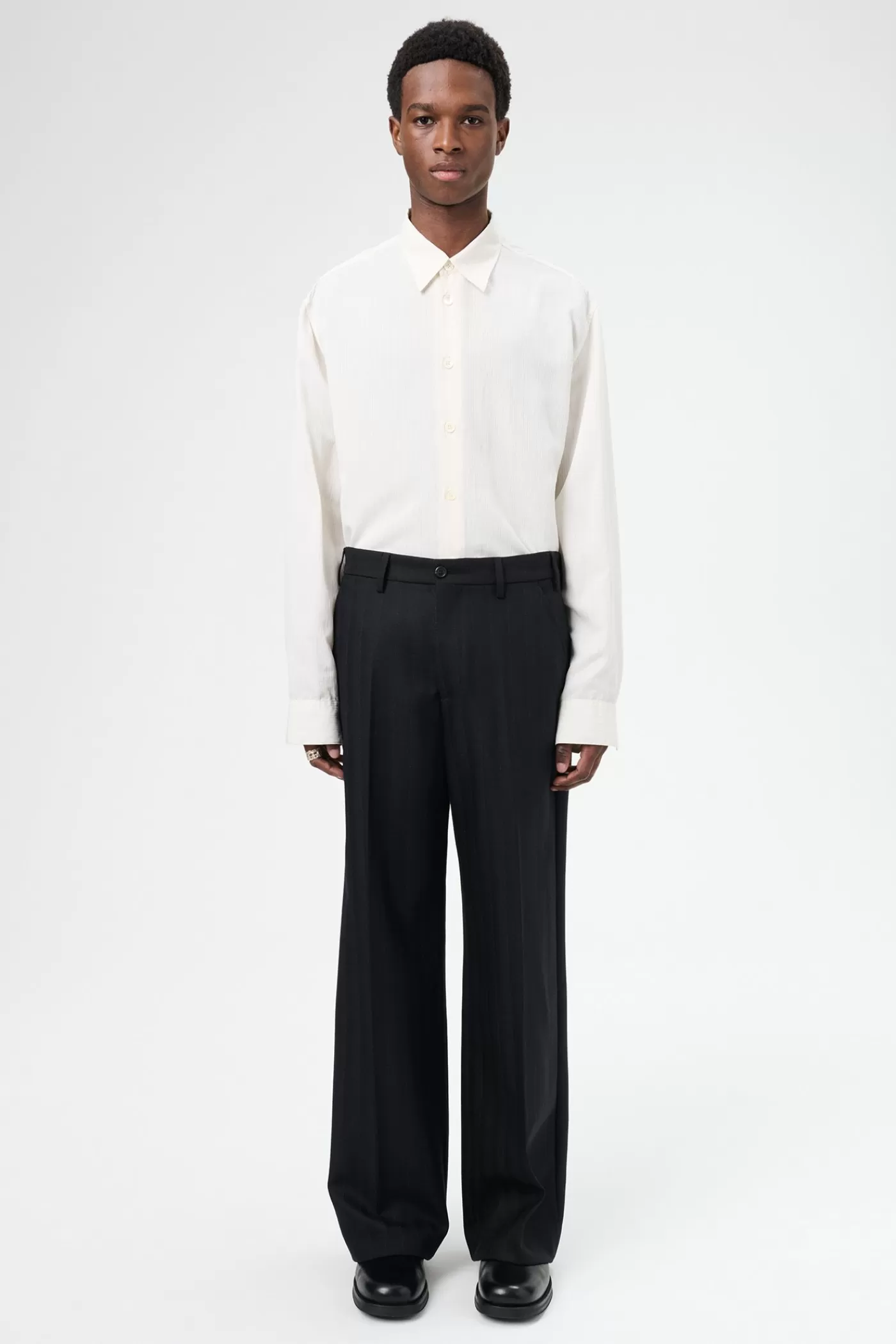 Shop Maitre D Black Wool Trousers