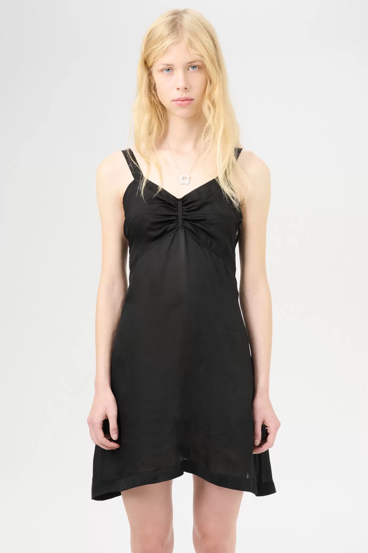 Sale Noir Stripe Sheer Viscose Silk Women Dresses