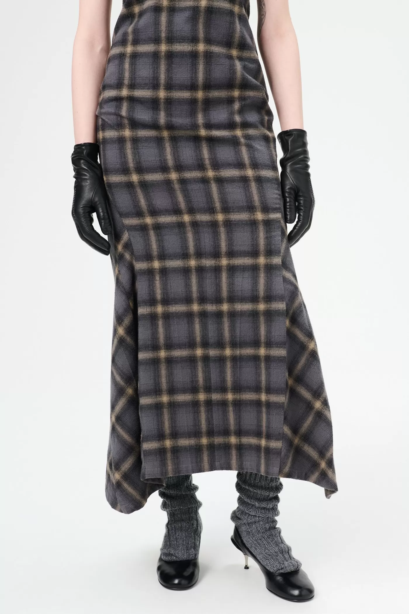 Shop Oyster Check Hairy Flannel Women Dresses
