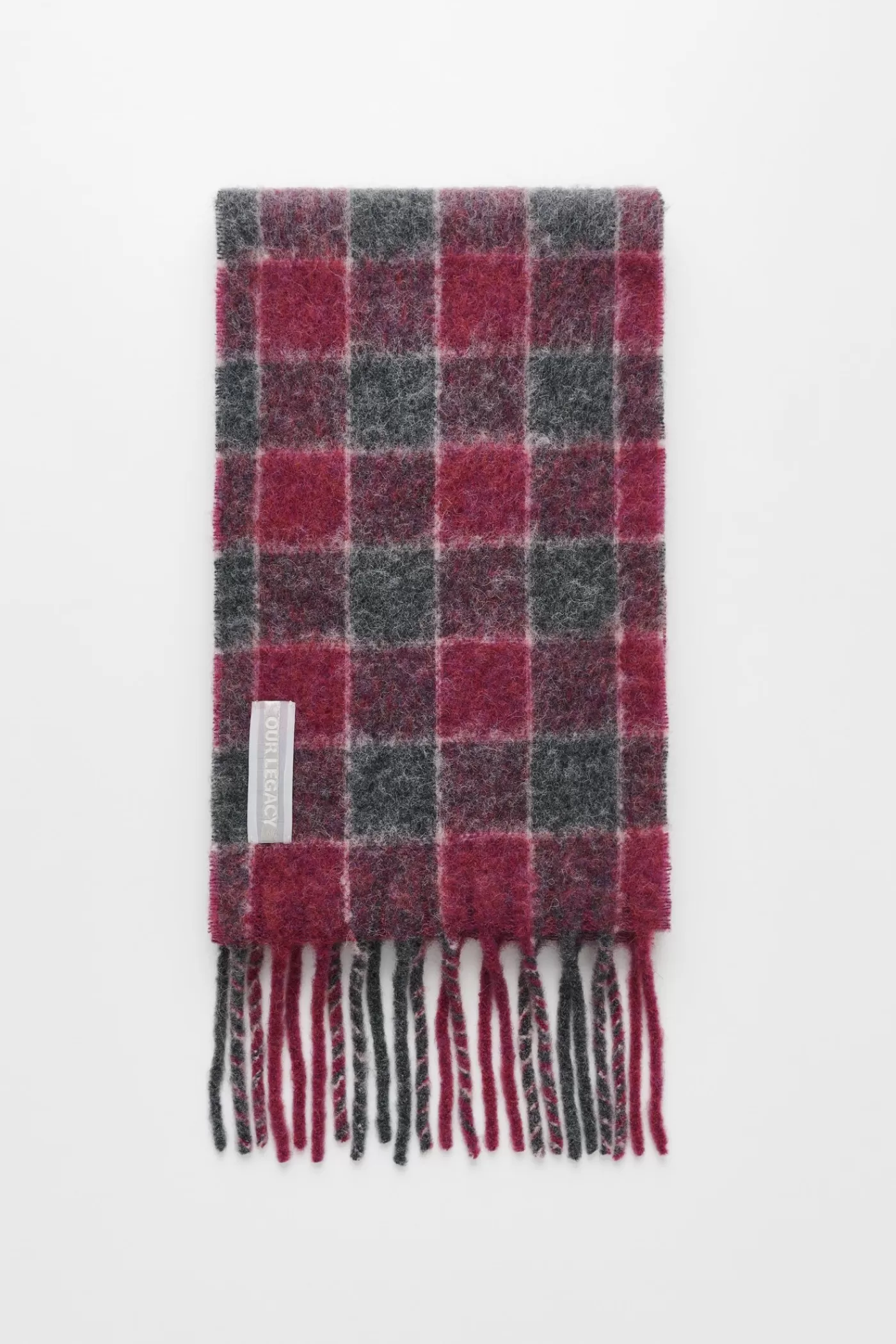 Best Sale Pink Fuzzy Alpaca Check Scarves