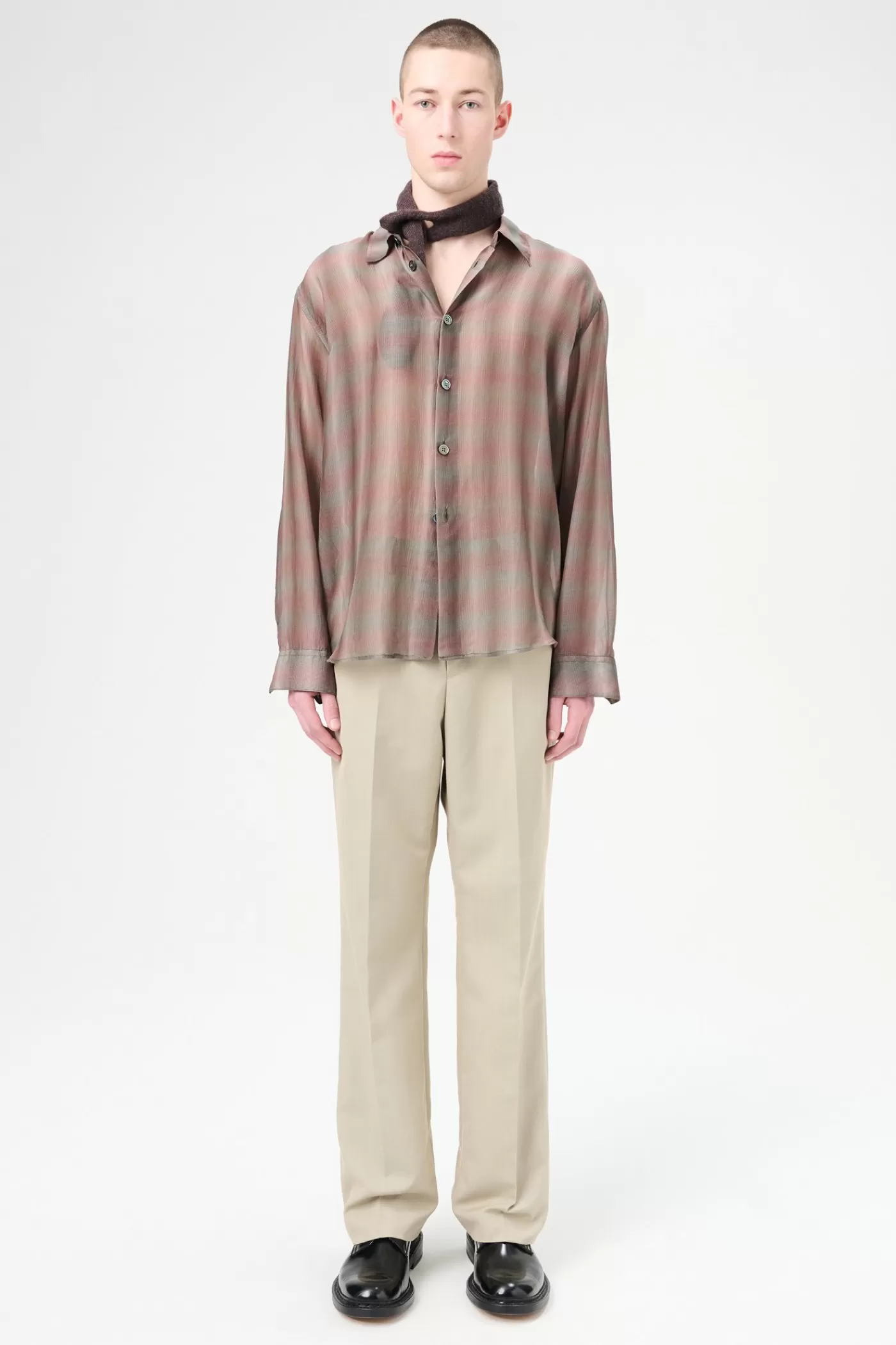 Sale Screen Check Sheer Cotton Silk Shirting