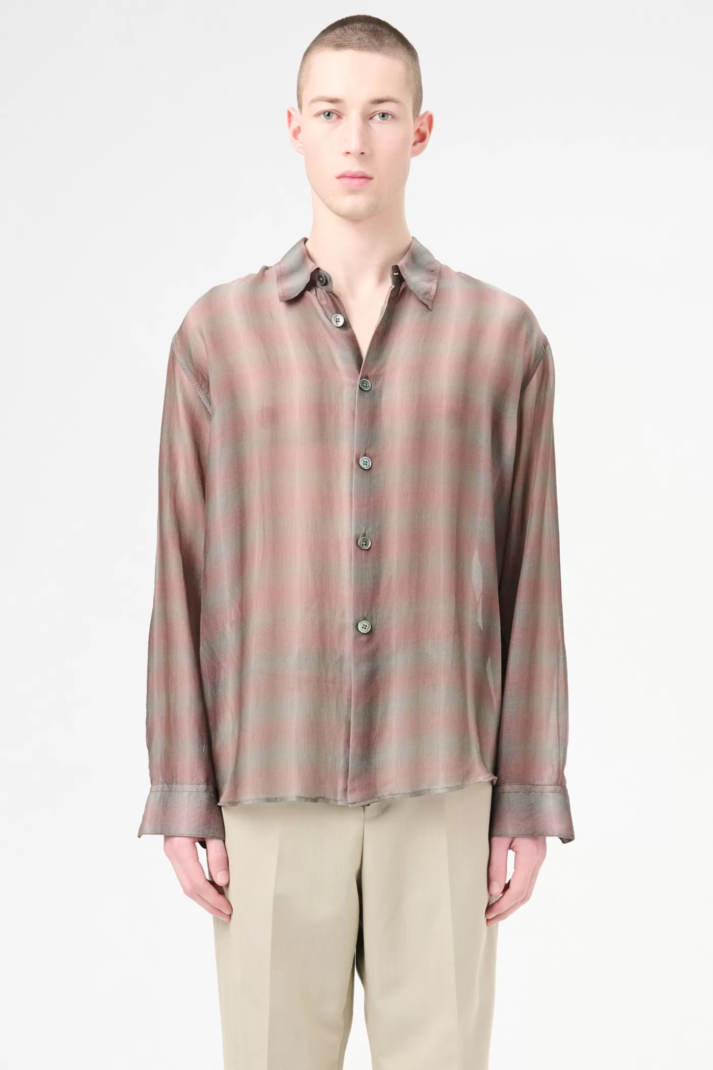 Sale Screen Check Sheer Cotton Silk Shirting