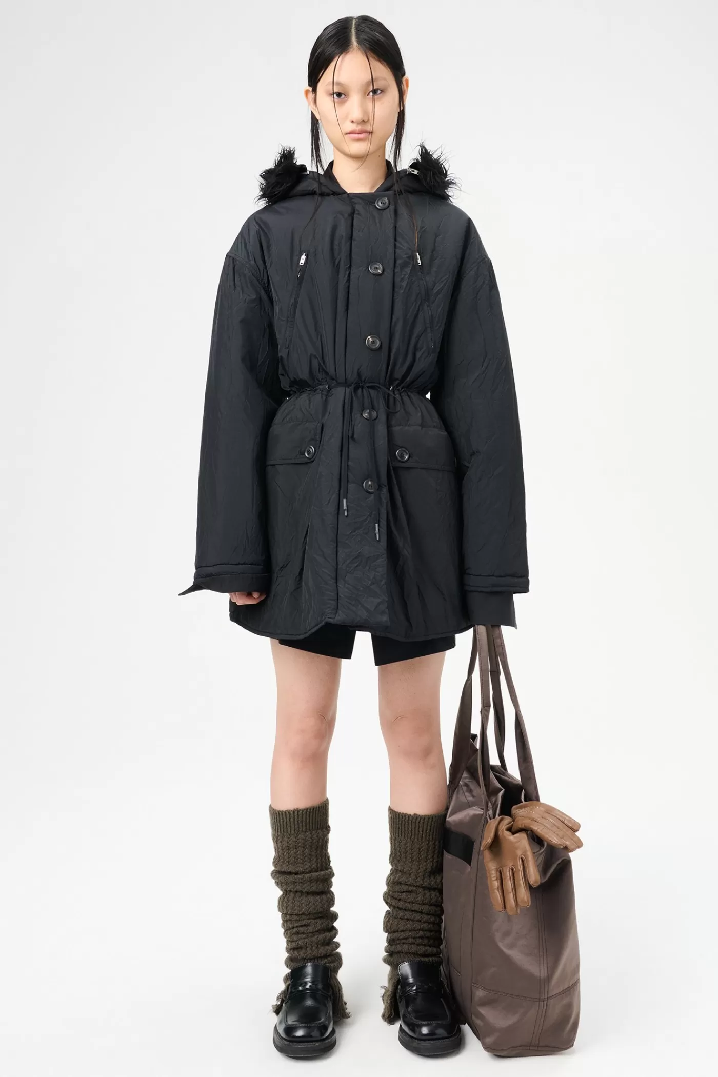 Shop Shining Black Crinkle Solaro Women Outerwear